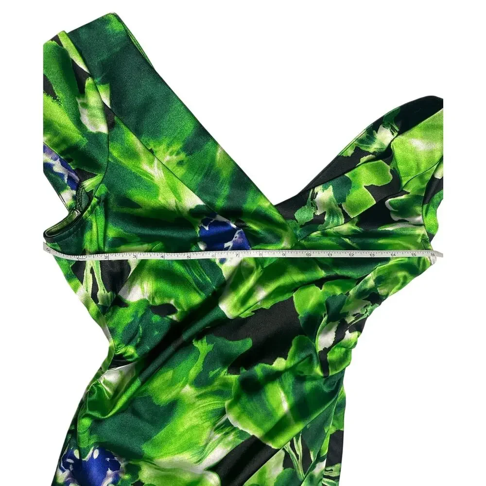 Maggy London Green Floral Knee Length Dress Size 2 - Picture 5 of 6